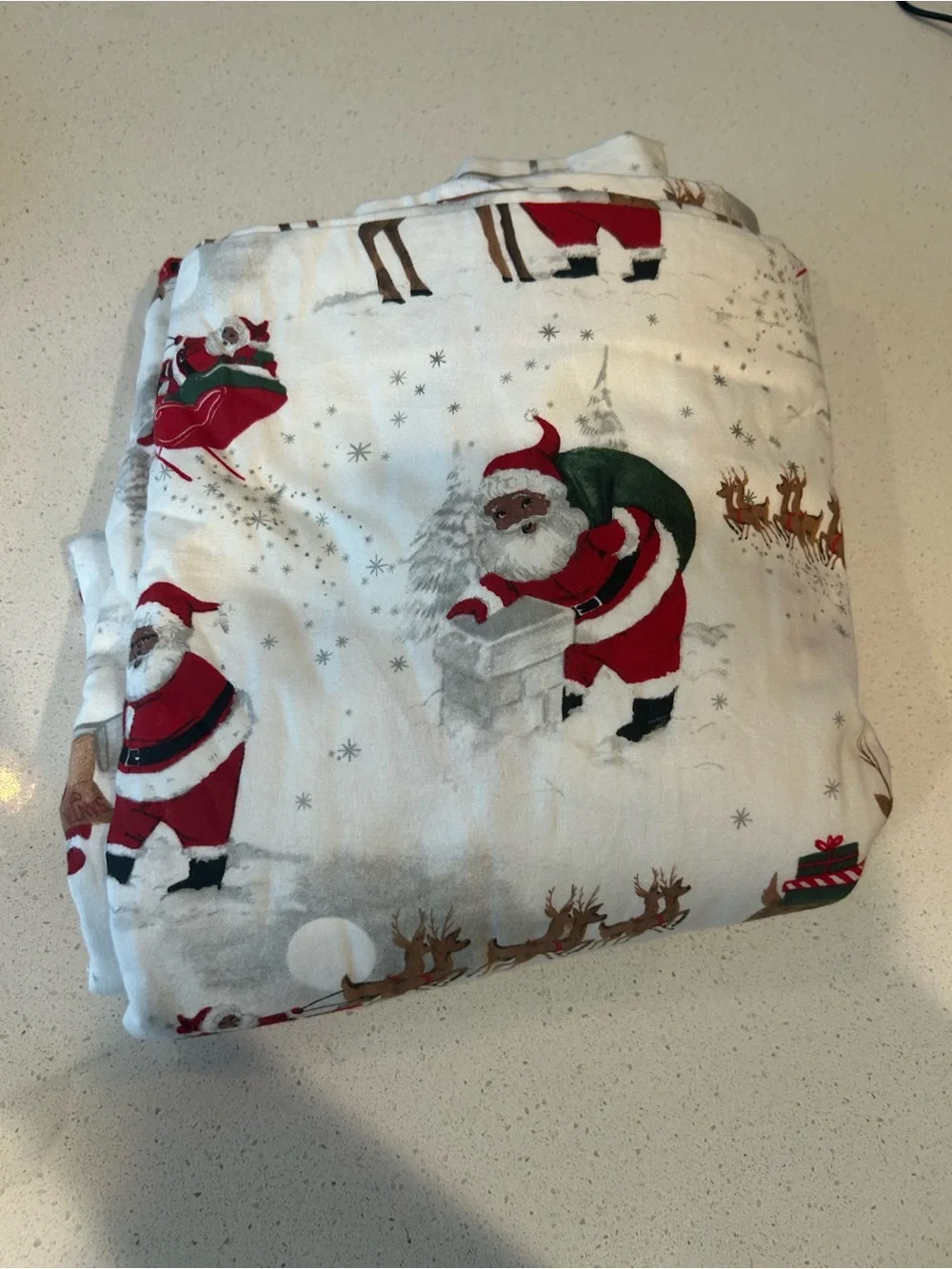 Pottery Barn Kids Heritage Black Santa Duvet Cover Organic Christmas Bedding
